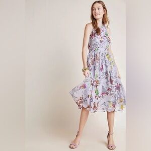 Anthropologie Hermia Purple Midi Dress Size 12